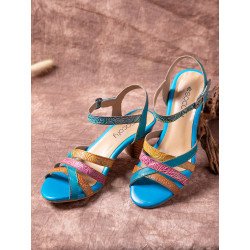 SOCOFY Colorful Cross Strap Cowhide Leather Wearable Comfy Ankle Strap Hook Loop Casual Heels Sandals