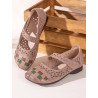 Socofy Genuine Leather Handmade Woven Retro Ethnic Soft Comfy Breathable Hollow Mary Jane Shoes