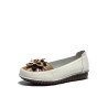 Socofy Genuine Leather Handmade Stitching Shoes Breathable Soft Comfy Floral Decor Casual Retro Ethnic Flats
