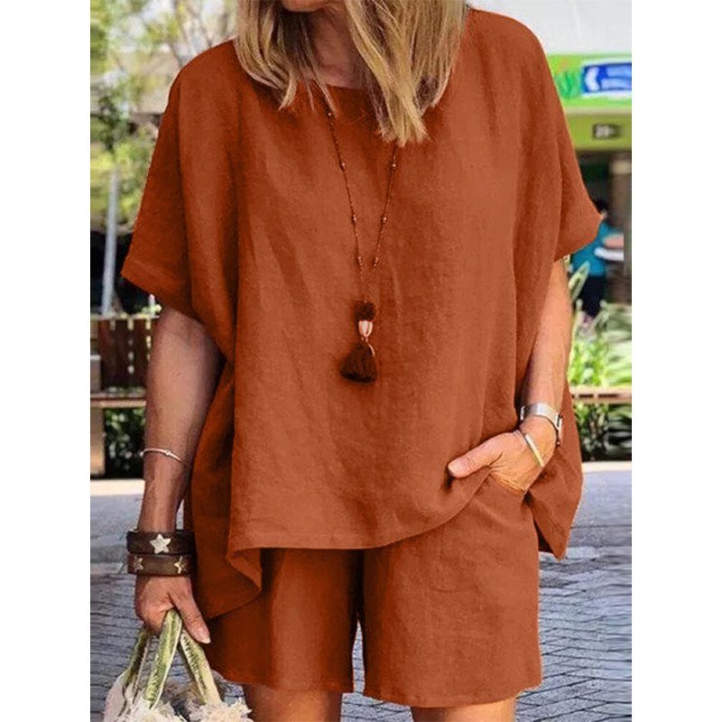 Solid Pocket Dolman Sleeve Two Pieces Suit