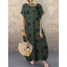 Polka Dot Print Short Sleeve Plus Size Baggy Dress with Pockets