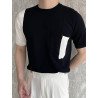 Mens Japan Patchwork Contrast Short Sleeve T-shirt