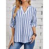 Stripe Pattern Long Sleeve Blouse For Women