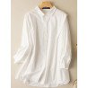 Solid Long Sleeve Lapel Button Front Shirt
