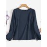 Solid Crew Neck Long Sleeve Casual Women T-shirt