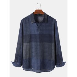Plus Size Mens Plaid Casual Cotton Long Sleeve Golf Shirts