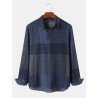 Plus Size Mens Plaid Casual Cotton Long Sleeve Golf Shirts