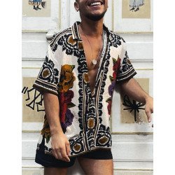 Mens Vintage Floral Print Shirt