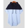 Mens Color Block Pocket Hoodie Shirt