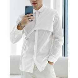 Mens Irregular Plain Long Sleeve Shirt