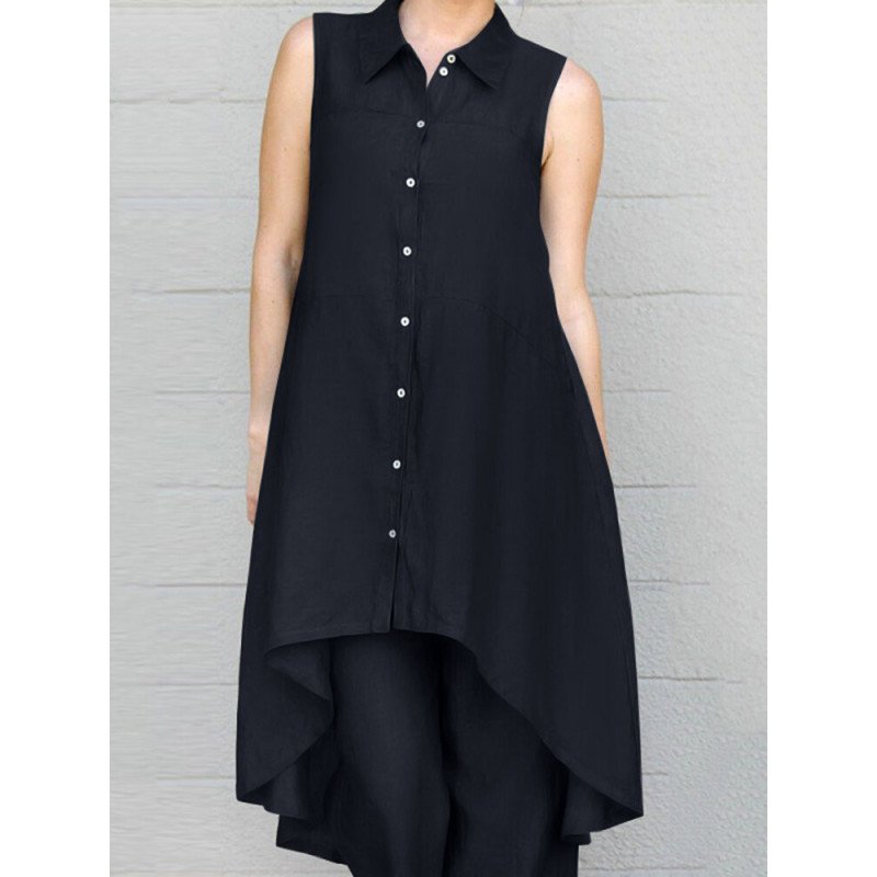 High-low Hem Solid Button Front Lapel Two Pieces Suit