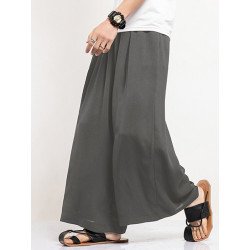 Mens Solid Loose Wide Leg Warrior Pants With Pocket