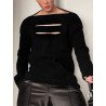 Mens Front Cutout One Word Collar T-shirts