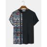 Mens Colorful Geometric Print Patchwork Ethnic Short Sleeve T-Shirts