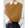 Mens Button Solid Color Knitted Sweater Vest