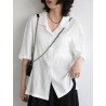 Solid Textured Half Sleeve Button Front Lapel Shirt