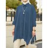 Solid Dolman Sleeve Lapel Loose Irregular Buttton Down Shirt
