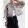Mens Plaid Sheer Mesh See Through Shirt