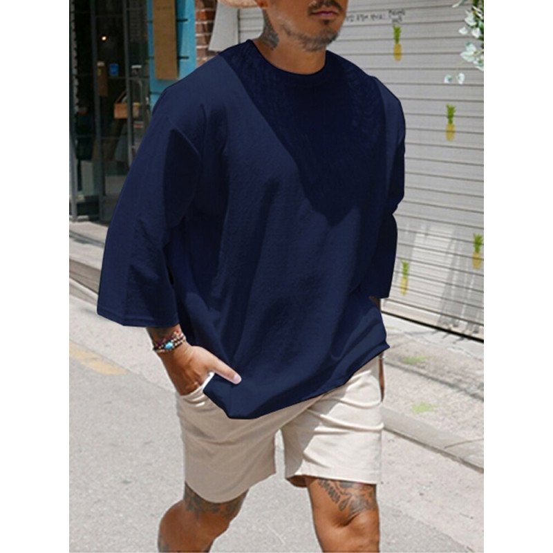 Summer Mens Baggy Loose Long Sleeve Casual T-shirts