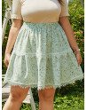 Plus Size Calico Lace Insert Skirt
