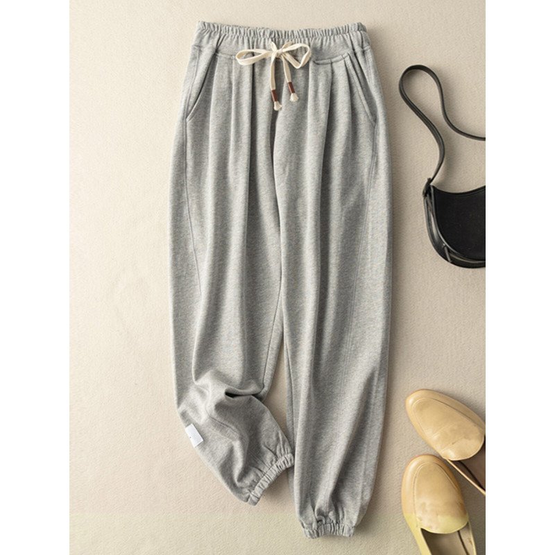 Elastic Waist Drawstring Pocket Casual Women Sweatpants