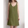 Women Solid Tie Spaghetti Strap Cotton Casual Dress