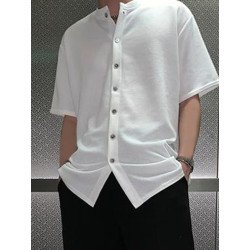 Mens Pinstripe Button Short Sleeve Shirts