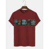 Mens Tribal Pattern Patchwork Crew Neck Short Sleeve T-Shirts