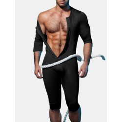 Mens Sexy Solid Color Half Sleeve Jumpsuit