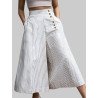 Striped Print Button Culottes For Women