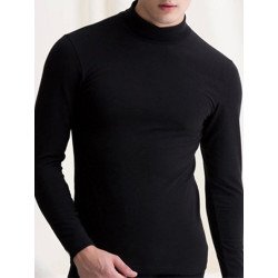 Mens Half Turtleneck Slim Warm Long Sleeve Solid Color T-Shirt