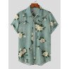 Mens Cotton Linen Ethnic Floral Print Shirt