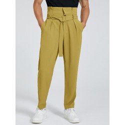 Men Casual Belt Big Pocket Pants