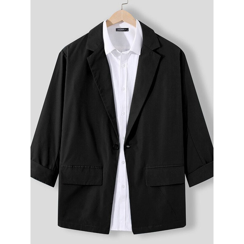 Mens Solid Color Three-quarter Sleeve Blazer