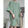 Mens Solid Drop Shoulder Side Split Loose Two Pieces Outfits