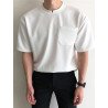 Mens Solid Notched Neck Casual Short Sleeve T-Shirt
