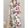 Allover Flower Print Pocket Short Sleeve Vintage Dress