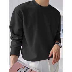 Mens Casual Solid Color Long-sleeved T-Shirts