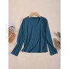 Solid Long Sleeve V-neck Casual T-shirt For Women