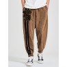 Mens Striped Patchwork Pocket Beam Feet Pants