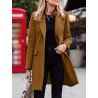 Solid Long Sleeve Buttton Lapel Midi Coat For Women