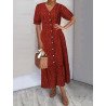 Vintage V-neck Summer Holiday Polka Dot Maxi Dress