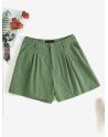 Solid Pocket Casual Wide Leg Shorts For Women