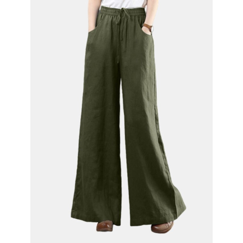 Casual Loose Drawstring Plus Size Wide Leg Pants