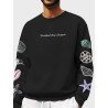 Mens Marine Life Slogan Print Crew Neck Pullover Sweatshirts