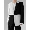 Mens Two Tone Patchwork Lapel Single Breasted Blazer