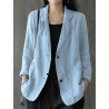 Solid Button Pocket Lapel Casual Cotton Blazer