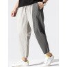 Mens Two Tone Patchwork Texture Casual Pants With Pocket