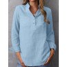 Solid Long Sleeve Button Front Stand Collar Blouse