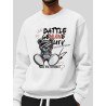 Mens Cartoon Panda Letter Print Crew Neck Pullover Sweatshirts